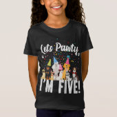Kinder Lasse Pawty, ich bin FÜNF! Welpe Hund Theme T-Shirt (Vorderseite)