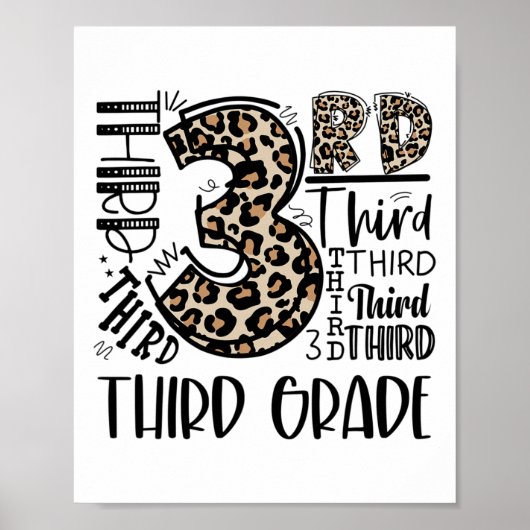 Kinder Lehrer CK an Schule Leopard Typo Poster (Vorne)