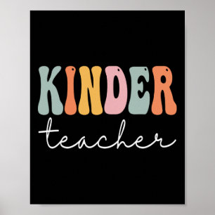Kinder Lehrer Retro Groovy Frauen Glücklicher erst Poster