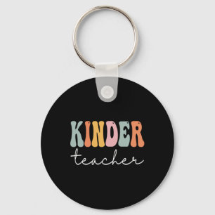 Kinder Lehrer Retro Groovy Frauen Glücklicher Erst Schlüsselanhänger