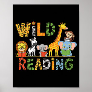 Kinder leseliebhaber wild lesen Bücher und Bücherw Poster