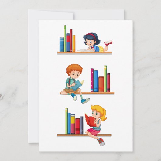 Kinder lesen Bücher Einladung (Vorderseite)