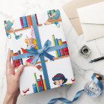 Kinder lesen Bücher Geschenkpapier<br><div class="desc">Kinder saßen in Regalen und las Bücher. Dieses Design sieht wirklich effektiv aus bei diesen Wrapping Paper</div>