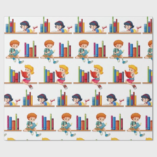Kinder lesen Bücher Geschenkpapier (Flach)