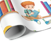 Kinder lesen Bücher Geschenkpapier (Rolleneckpunkt)