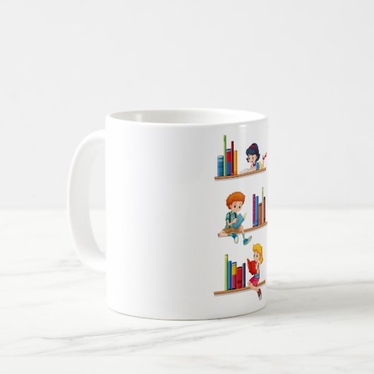 Kinder lesen Bücher Kaffeetasse (Vorderseite Links)