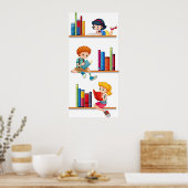 Kinder lesen Bücher Poster (Küche)