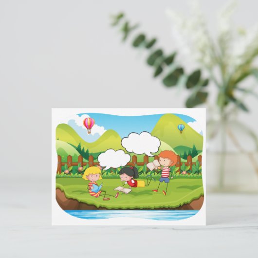 Kinder lesen postkarte (Stehend Vorderseite)