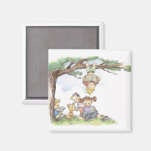 Kinder lesen unter einem Baum Magnet