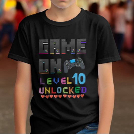 Kinder Level 10 Entsperrtes Videospiel T-Shirt