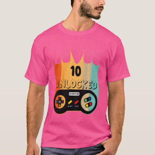 Kinder-Level 10 Unlock Video Gamer 10. Geburtstag T-Shirt