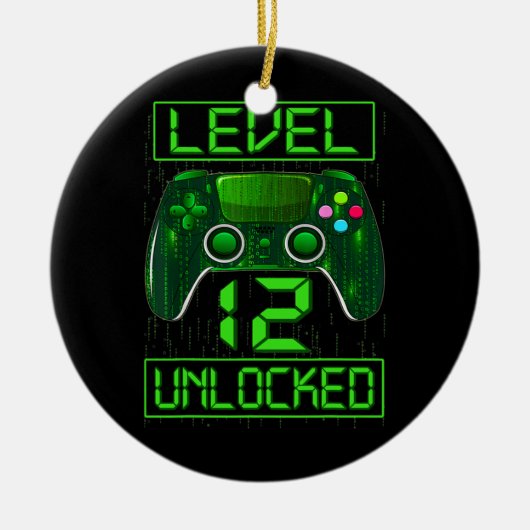 Kinder Level 12 Unverriegelter lustiger Videospiel Keramik Ornament (Vorne)