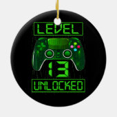 Kinder Level 13 Unverriegelter lustiger Videospiel Keramik Ornament (Hinten)