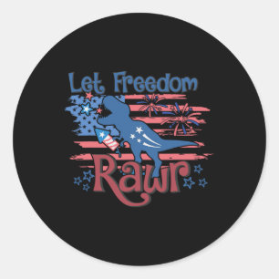 Kinder Ließ Freedom Rawr T-rex Dinosaur Usa Flagge Runder Aufkleber