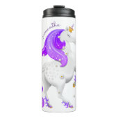 Kinder Lila Einhorn mit Blume Thermal Tumbler Thermosbecher (Vorderseite)