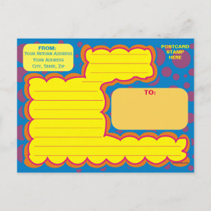 Kinder Lila Polka Dots Blue Dizzy Dots Spaß Kunst Postkarte