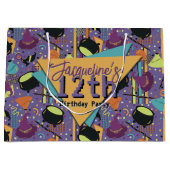 Kinder Lila Retro Witchy Halloween Große Geschenktüte (Vorderseite)