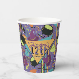 Kinder Lila Retro Witchy Halloween Pappbecher