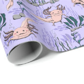 Kinder Lila und grün Unterwasser Axolotl Zeichnend Geschenkpapier (Rolleneckpunkt)