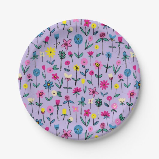 Kinder Lilac Floral Geburtstag Pappteller (Vorderseite)
