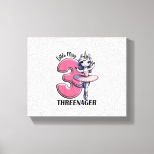 Kinder Little Miss Threenager Drei 3. Geburtstag M Leinwanddruck