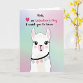 Kinder Llamas Valentinstag Herz Karte (Gelbe Blume)