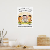 Kinder Löwe Elefant Giraffe Abschlussfeier Poster (Küche)