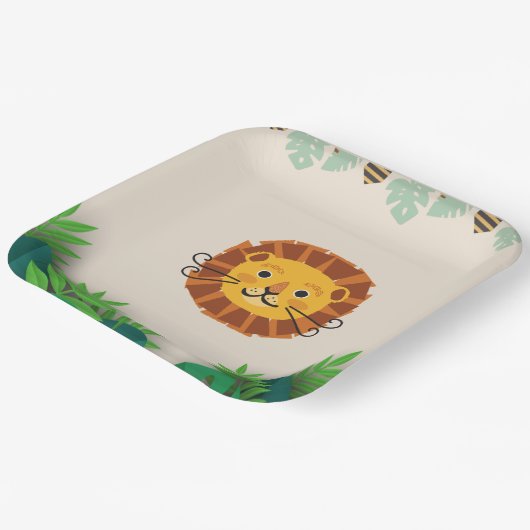 Kinder-Löwen-Dschungelparty Pappteller (Gewinkelt)