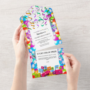 Kinder lustige Ballonstreamer Partyfeier All In One Einladung