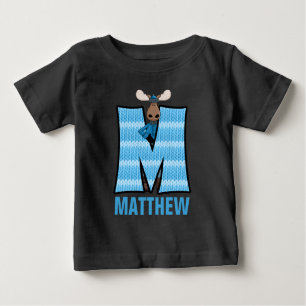Kinder "M" Mit Monogramm   Blue Strick Moose Baby T-shirt