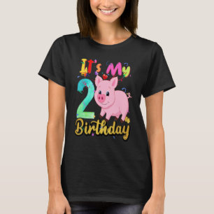 Kinder Mädchen 2. Geburtstag 2 Jahre alt Schwein G T-Shirt