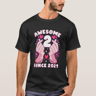 Kinder Mädchen 2. Geburtstag, geboren 2021, Herz K T-Shirt