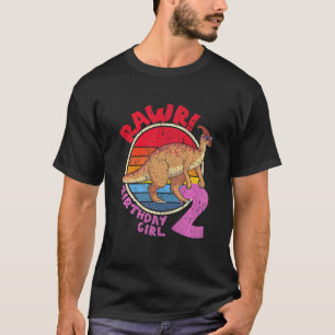 Kinder Mädchen 2. Geburtstag I Rawr! Parasauroloph T-Shirt