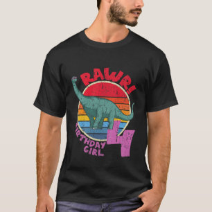 Kinder Mädchen 4. Geburtstag I Rawr! Brachiosaurus T-Shirt