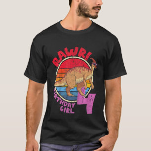 Kinder Mädchen 4. Geburtstag I Rawr! Parasauroloph T-Shirt