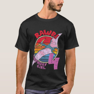 Kinder Mädchen 4. Geburtstag I Rawr! Pterodactylus T-Shirt
