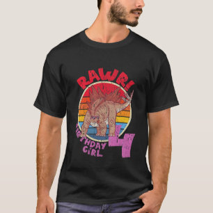 Kinder Mädchen 4. Geburtstag I Rawr! Stegosaurus I T-Shirt