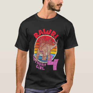 Kinder Mädchen 4. Geburtstag I Rawr Stegosaurus I T-Shirt