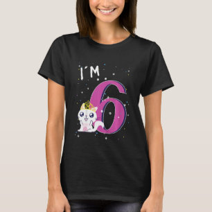 Kinder Mädchen Kitten Katze 6 Geburtstag Kinder 6  T-Shirt