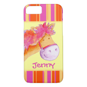 Kinder Mädchen mit Namen Pony Gelb iPhone Case