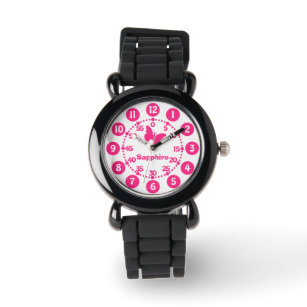 Kinder Mädchen pink & weiß tragen Ihren Namen Armb Armbanduhr