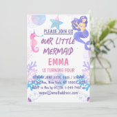 Kinder Magische Meerjungfrau Geburtstagspartei Einladung (Stehend Vorderseite)