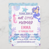Kinder Magische Meerjungfrau Geburtstagspartei Einladung (Vorne/Hinten)