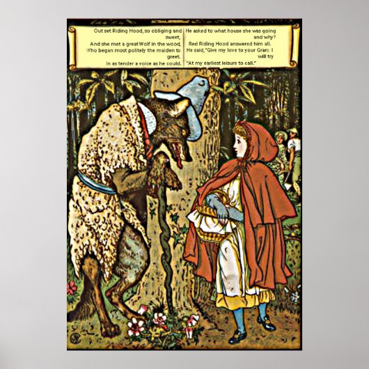 Kinder-Märchen-Rotkäppchen und Wolf Poster (Vorne)