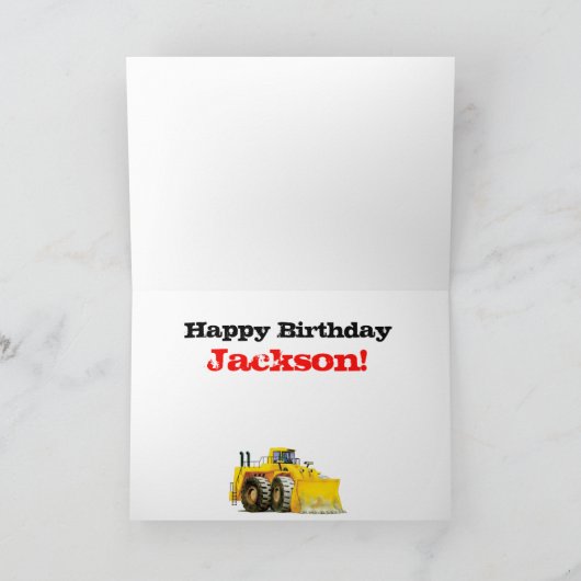 Kinder - Maßgeschneiderter BauDigger 5. Geburtstag Karte (Innenseite)