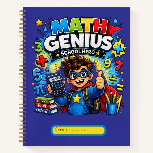 Kinder-Mathe-Notizbuch | Mathe-Genie Notizblock (Vorderseite)
