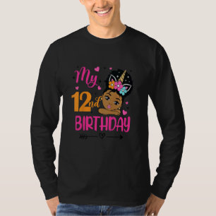 Kinder mein 12. Geburtstag Einhorn Black Girl Gebu T-Shirt