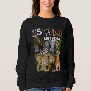 Kinder Mein 5. Wild Birthday Safari Animals Zoo Sweatshirt