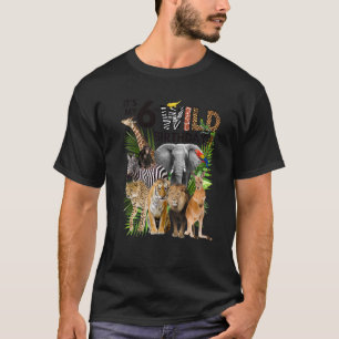 Kinder Mein 6. Wild Birthday Safari Animals Zoo T-Shirt