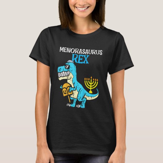 Kinder Menorasaurus Rex Jew Dino Trex Kleinkind Bo T-Shirt (Vorderseite)